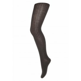 Cotton Rib Tights in Dark Brown 